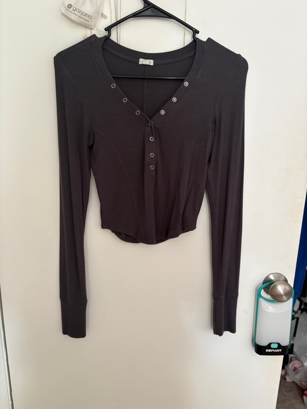 Garage Dark Gray Long-Sleeve Snap Henley
